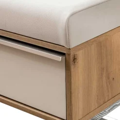 Wohnen Moderne Schlafzimmerbank mit Kunstleder Beige - Crascanu