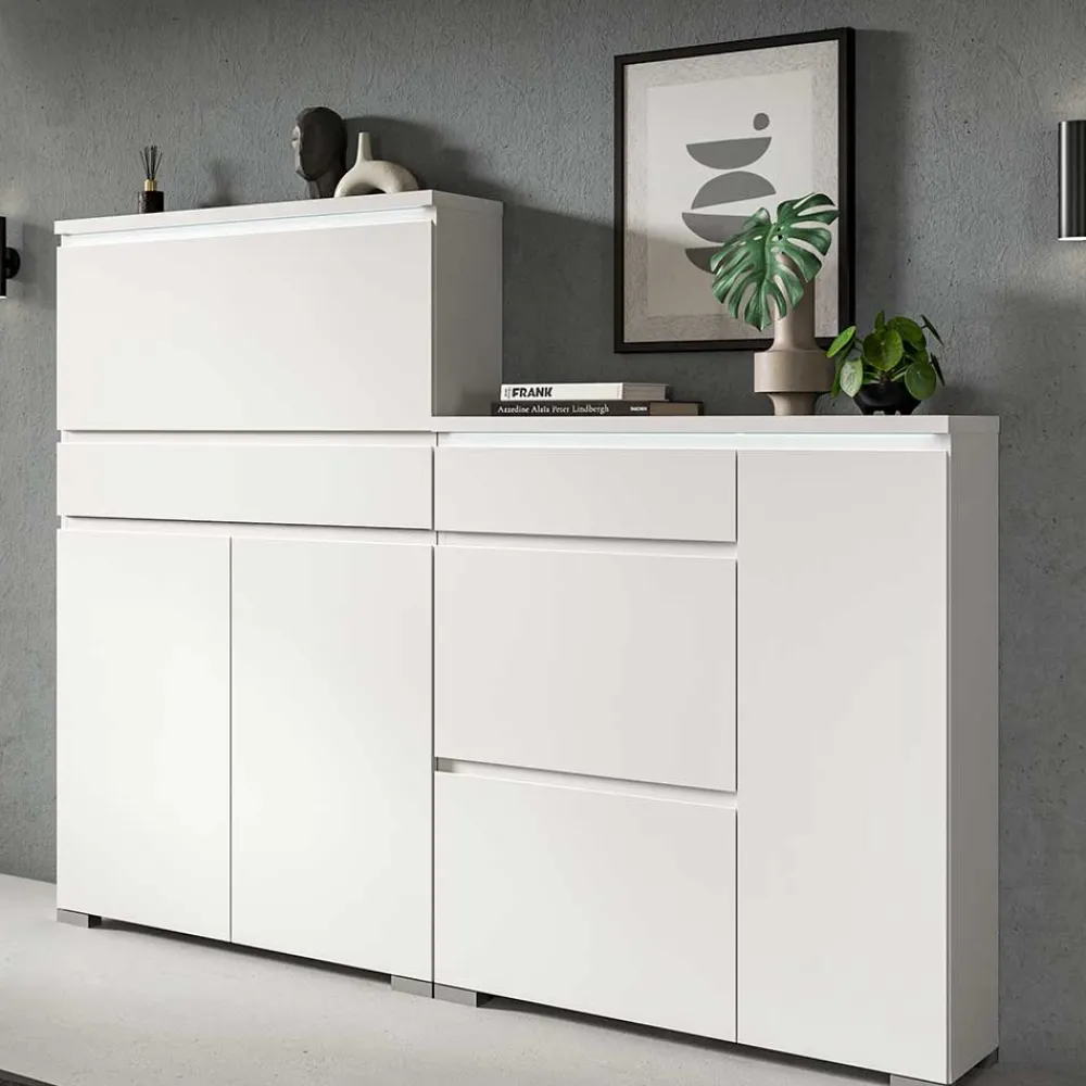 Wohnen Schuhschränke*Moderne Schuh-Kombikommode in Weiß - Dany