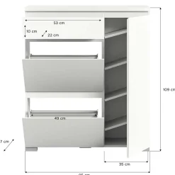 Wohnen Schuhschränke*Moderne Schuh-Kombikommode in Weiß - Dany