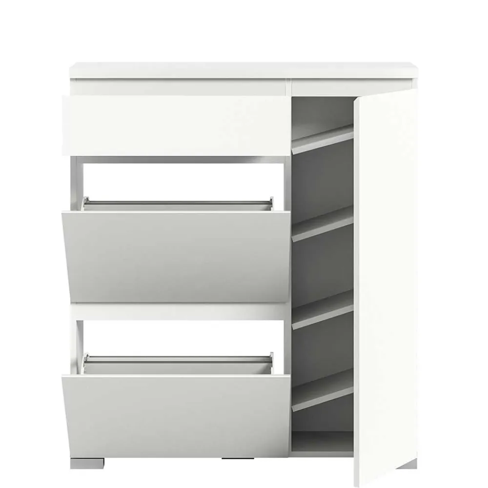 Wohnen Schuhschränke*Moderne Schuh-Kombikommode in Weiß - Dany