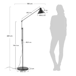 Wohnen Moderne Stahl Stehleuchte in Schwarz - Anjona