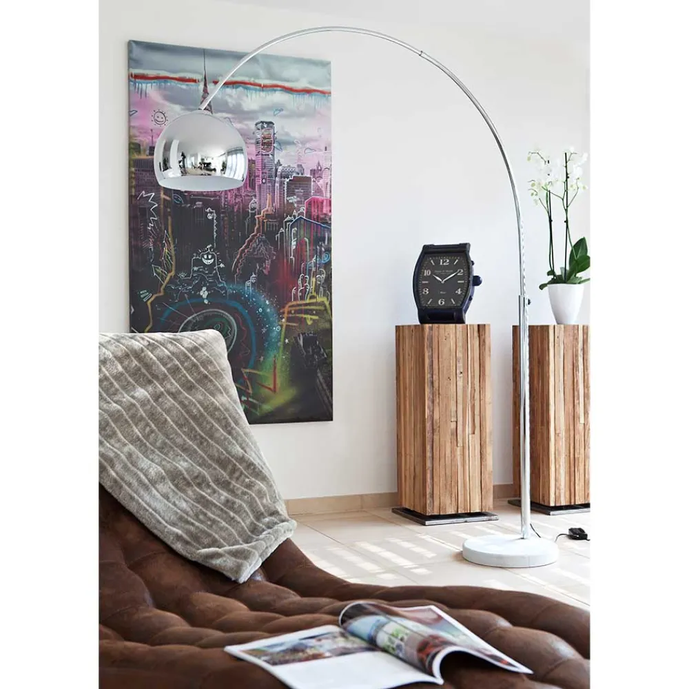 Wohnen Lampen & Leuchten*Moderne Stehlampe Bogenleuchte in Chrom - Ina
