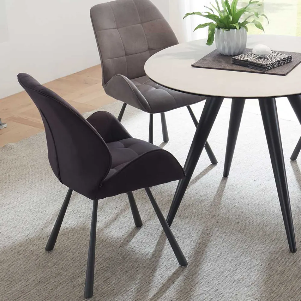 Wohnen Wohnzimmerstühle*Moderne Stühle in Grau Schwarz - Plovema (2er Set)