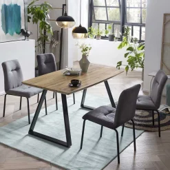 Wohnen Moderne Tischgruppe mit vier Stühlen - Rubina (fünfteilig)