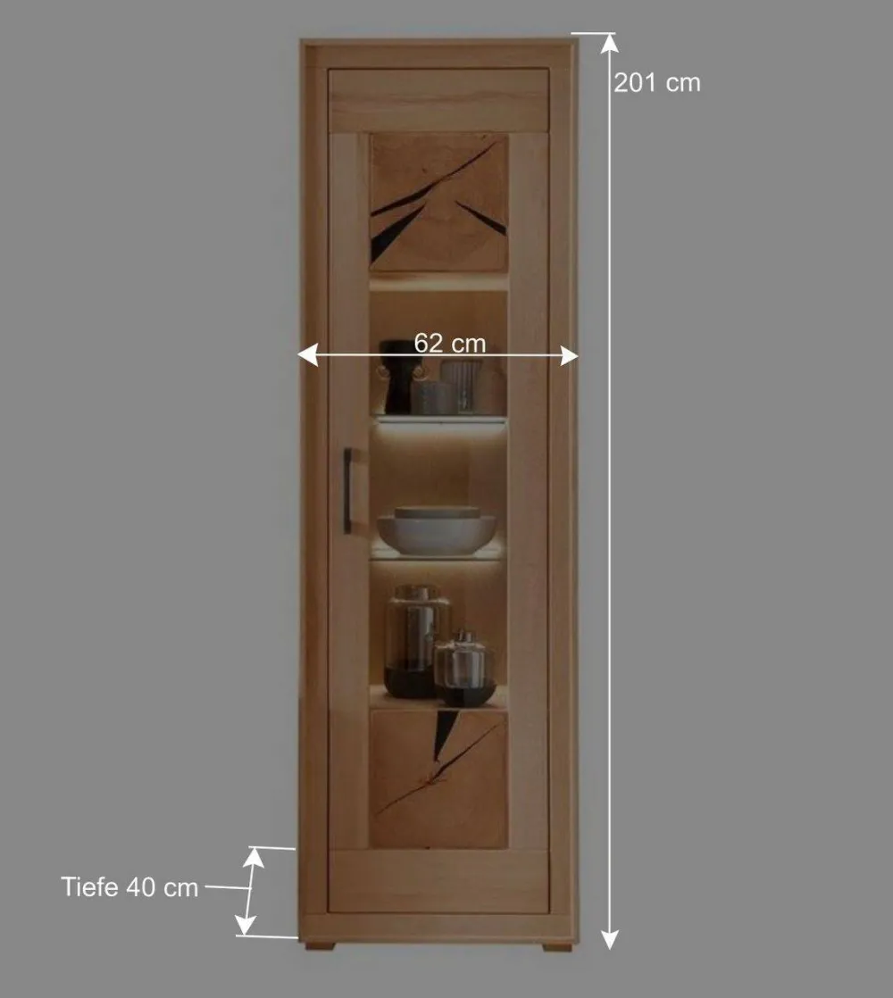 Wohnen Moderne 1-türige Vitrine aus Kernbuche geölt - Sarosca