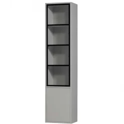 Wohnen Esszimmer-Vitrinen*Moderne Vitrine in Hellgrau mit Schwarz - Giorno