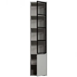 Wohnen Esszimmer-Vitrinen*Moderne Vitrine in Hellgrau mit Schwarz - Giorno