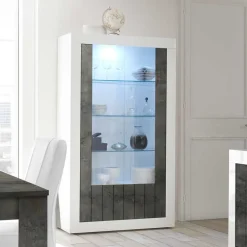 Wohnen Moderne Vitrine in Weiß Hochglanz - Voskala