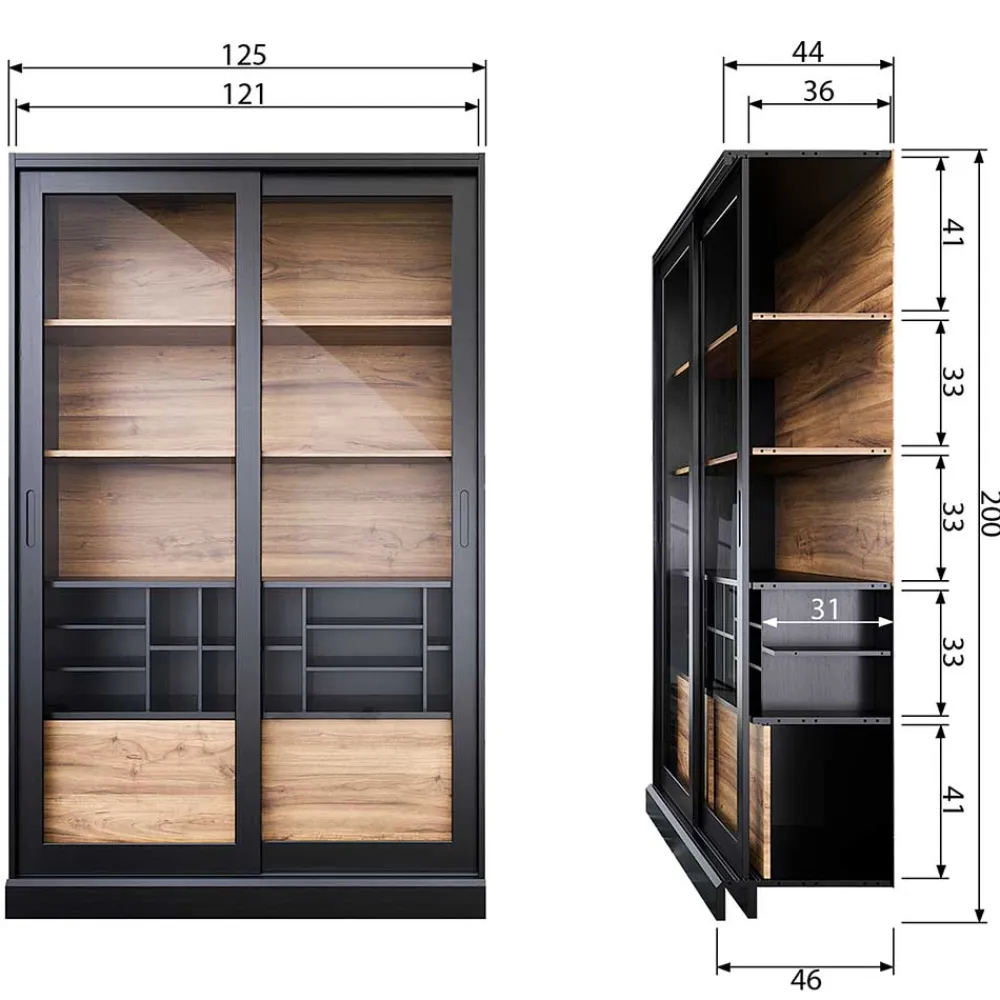 Wohnen Vitrinen|Wohnzimmer-Vitrinen*Moderne Vitrine mit Glas Schiebetüren - Susanne