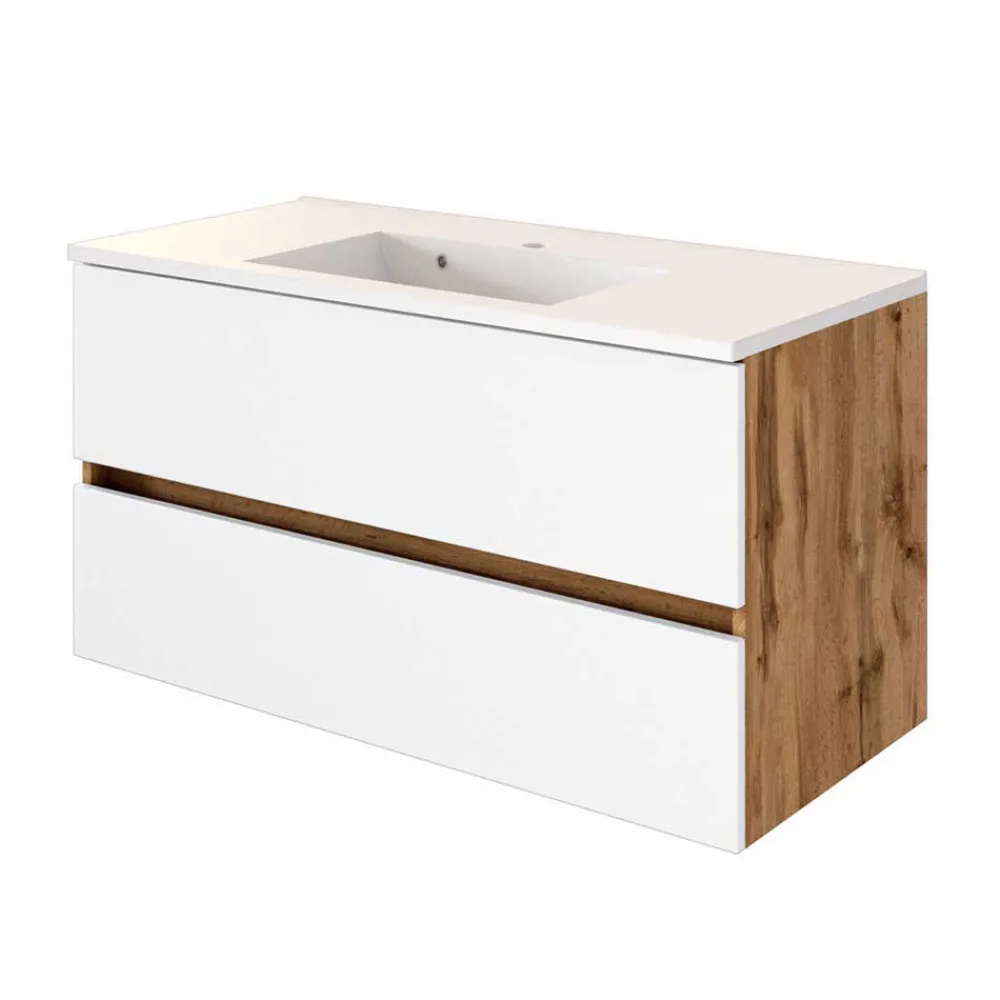 Wohnen Weiße Möbel|Badezimmer Komplett*Moderne Waschplatz Kombi in Weiß - Maklesa (zweiteilig)