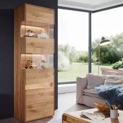 Wohnen Moderne Wildeiche Vitrine 63x207x43 cm - Acmida