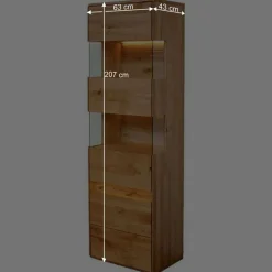 Wohnen Moderne Wildeiche Vitrine 63x207x43 cm - Acmida