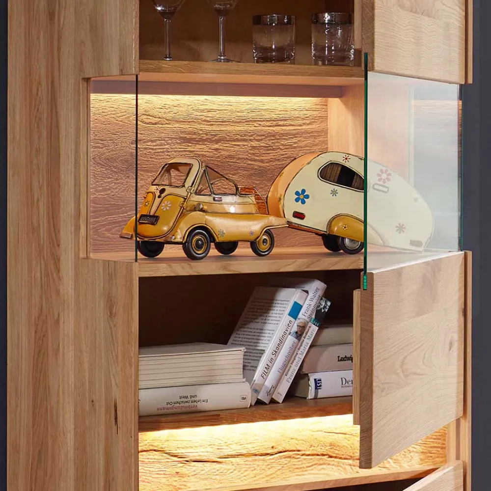 Wohnen Moderne Wildeiche Vitrine 63x207x43 cm - Acmida