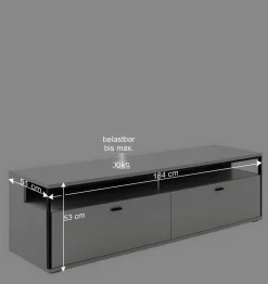 Wohnen Schwarze Möbel|Weiße Möbel*Moderne Wohnwand-Möbel im Set - Loazin (vierteilig)