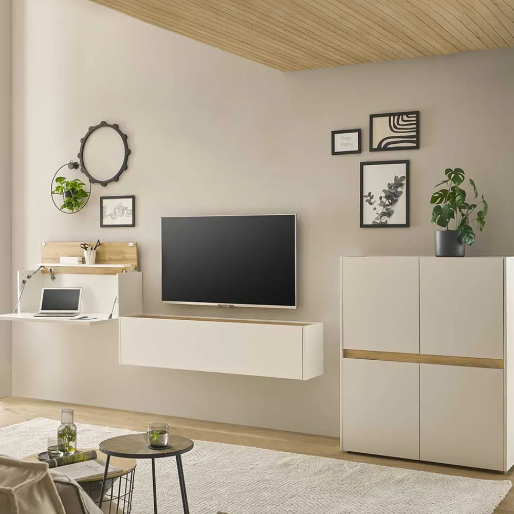 Wohnen Weiße Möbel|Wohnzimmerschränke*Moderne Wohnzimmereinrichtung Schrank Set - Nonessia (dreiteilig)