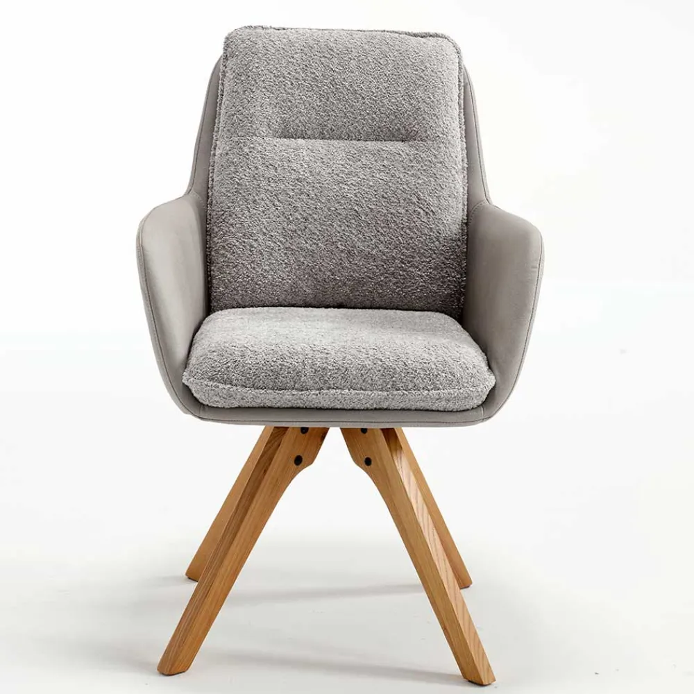 Wohnen Wohnzimmerstühle*Moderner Armlehnenstuhl in Grau - Lyra (2er Set)