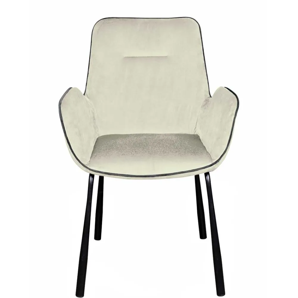 Wohnen Wohnzimmerstühle*Moderner Armlehnenstuhl in Creme Samtstoff - Trocios