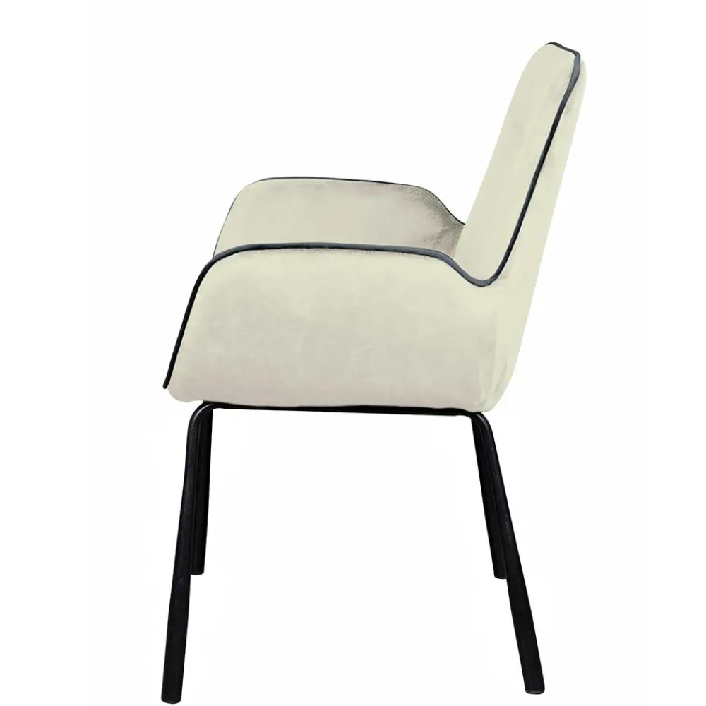 Wohnen Wohnzimmerstühle*Moderner Armlehnenstuhl in Creme Samtstoff - Trocios