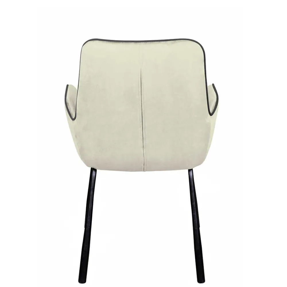 Wohnen Wohnzimmerstühle*Moderner Armlehnenstuhl in Creme Samtstoff - Trocios