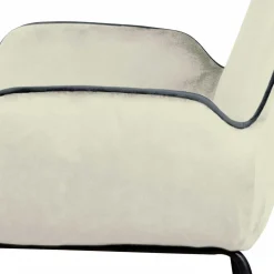 Wohnen Wohnzimmerstühle*Moderner Armlehnenstuhl in Creme Samtstoff - Trocios