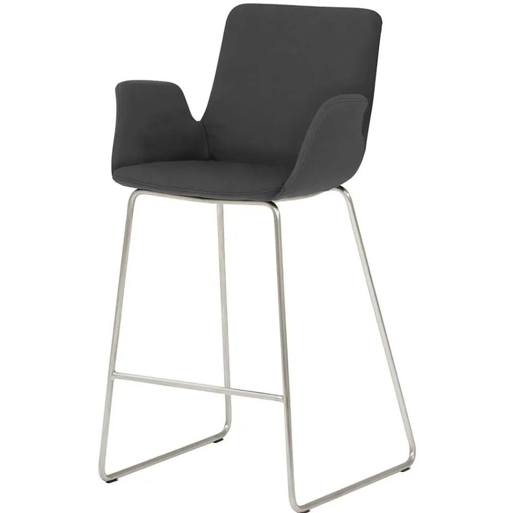 Wohnen Moderner Barstuhl mit Armlehnen in Dunkelgrau - Vaiana