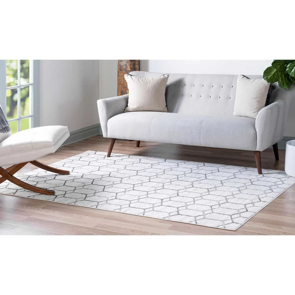 Wohnen Moderner Designteppich in Creme und Grau - Mesmaria