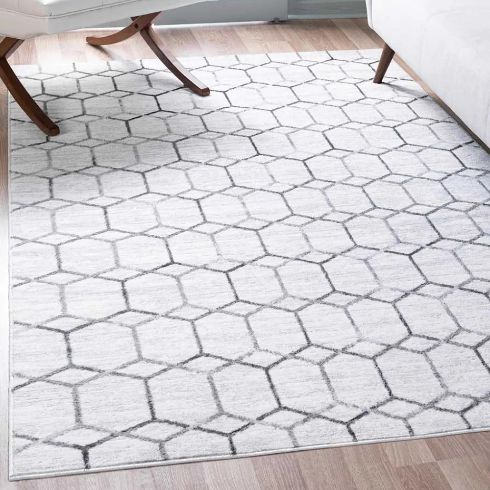 Wohnen Moderner Designteppich in Creme und Grau - Mesmaria
