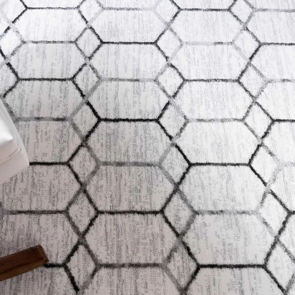 Wohnen Moderner Designteppich in Creme und Grau - Mesmaria