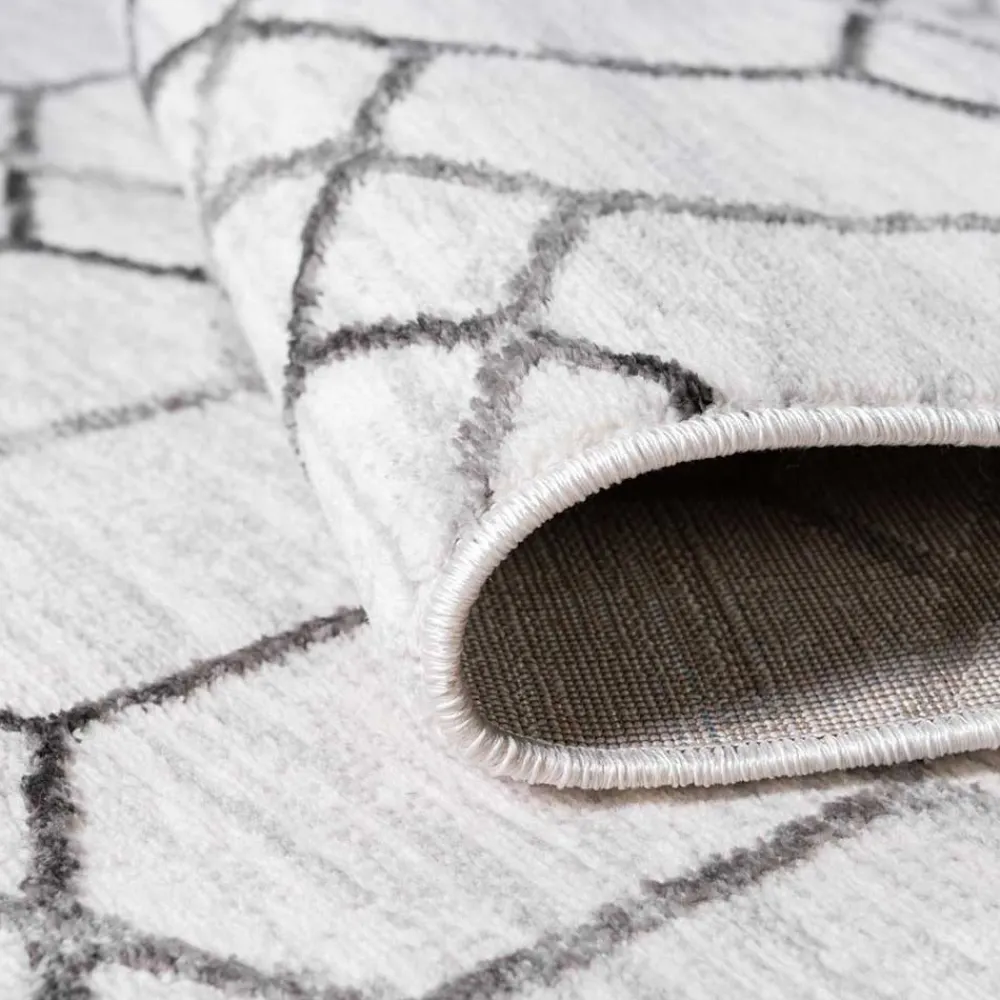 Wohnen Moderner Designteppich in Creme und Grau - Mesmaria