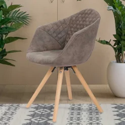 Wohnen Wohnzimmerstühle*Moderner Esstisch Sessel in Taupe - Gozos (2er Set)