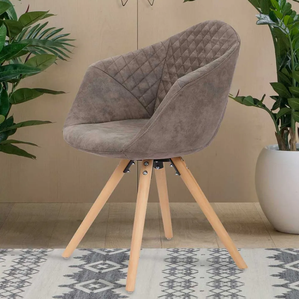 Wohnen Wohnzimmerstühle*Moderner Esstisch Sessel in Taupe - Gozos (2er Set)