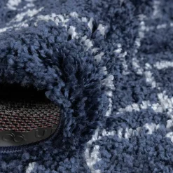 Wohnen Moderner Hochflor Teppich in Blau mit Creme - Luzian