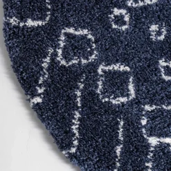 Wohnen Moderner Hochflor Teppich in Blau mit Creme - Luzian