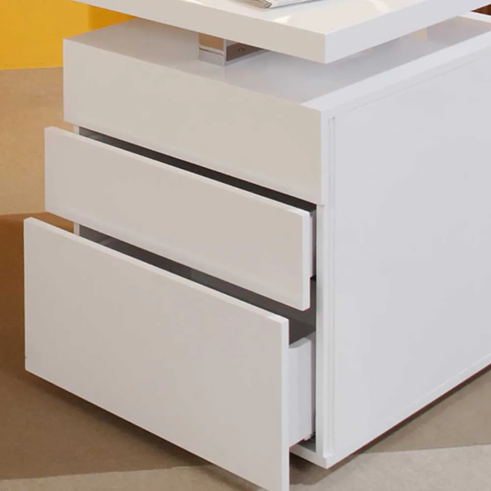 Kinder Wohnen Moderner Hochglanz Schreibtisch mit drei Schubladen - Nivatus