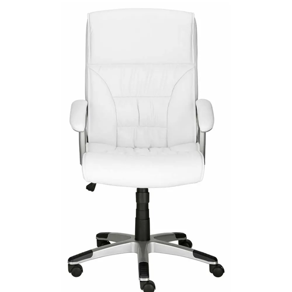 Wohnen Bürostühle*Moderner Kunstleder Chefsessel in Weiß & Chrom - Shiraz