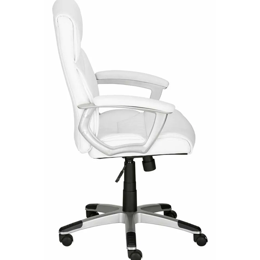 Wohnen Bürostühle*Moderner Kunstleder Chefsessel in Weiß & Chrom - Shiraz