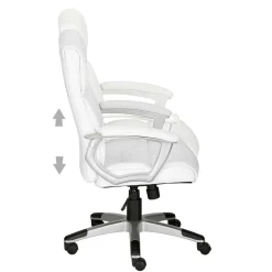 Wohnen Bürostühle*Moderner Kunstleder Chefsessel in Weiß & Chrom - Shiraz