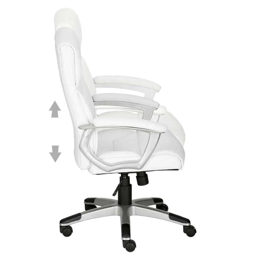 Wohnen Bürostühle*Moderner Kunstleder Chefsessel in Weiß & Chrom - Shiraz