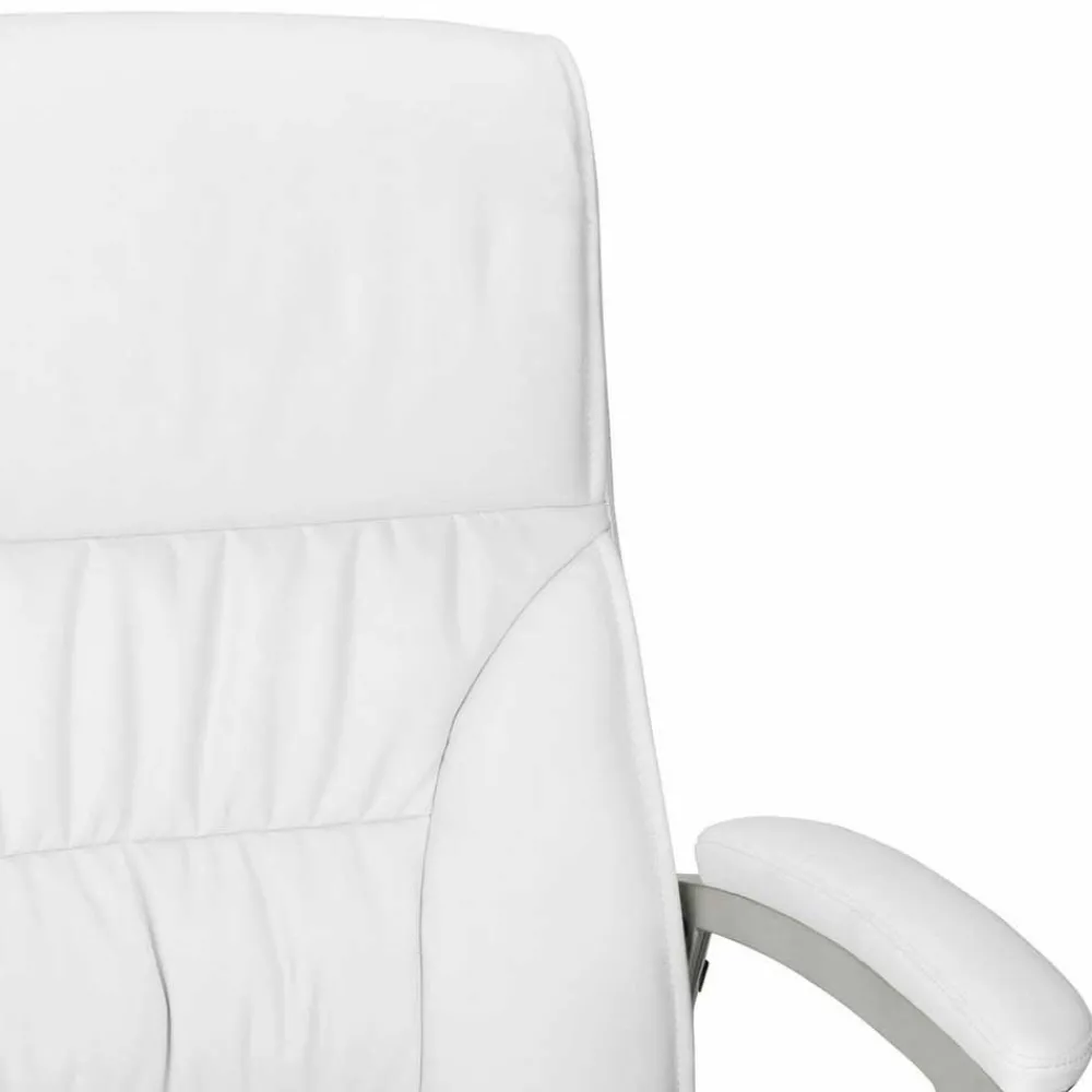 Wohnen Bürostühle*Moderner Kunstleder Chefsessel in Weiß & Chrom - Shiraz
