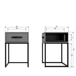 Wohnen Moderner Nachttisch in Grau & Schwarz - Firgetta