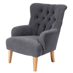 Wohnen Vintage Möbel*Moderner Ohrensessel in Anthrazit Velours - Barma