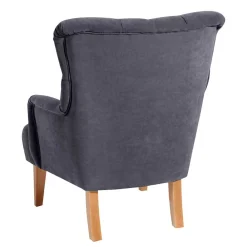 Wohnen Vintage Möbel*Moderner Ohrensessel in Anthrazit Velours - Barma