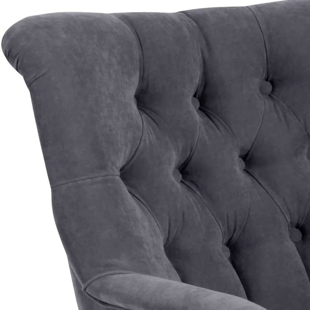Wohnen Vintage Möbel*Moderner Ohrensessel in Anthrazit Velours - Barma