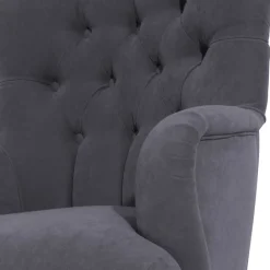 Wohnen Vintage Möbel*Moderner Ohrensessel in Anthrazit Velours - Barma