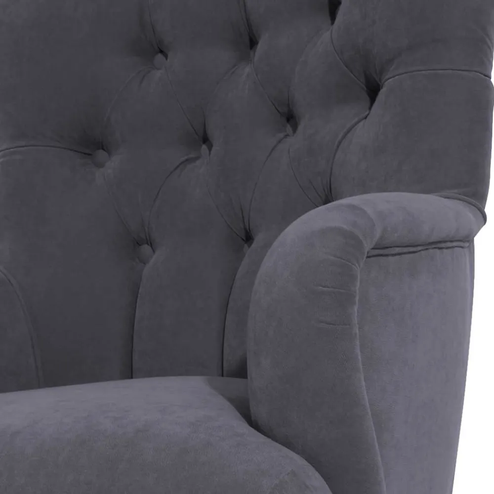 Wohnen Vintage Möbel*Moderner Ohrensessel in Anthrazit Velours - Barma