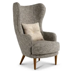 Wohnen Moderner Ohrensessel in Beigegrau Boucle - Curemo