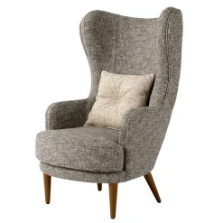 Wohnen Moderner Ohrensessel in Beigegrau Boucle - Curemo