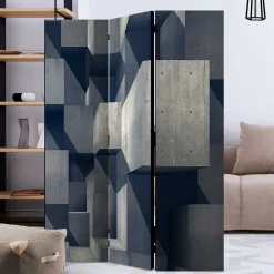 Wohnen Wohnzimmer-Regale|Paravents*Moderner Paravent mit Beton Quader Motiv - Cosmonata