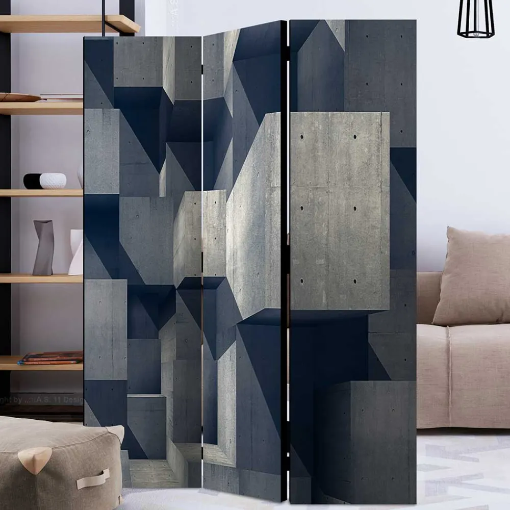 Wohnen Wohnzimmer-Regale|Paravents*Moderner Paravent mit Beton Quader Motiv - Cosmonata