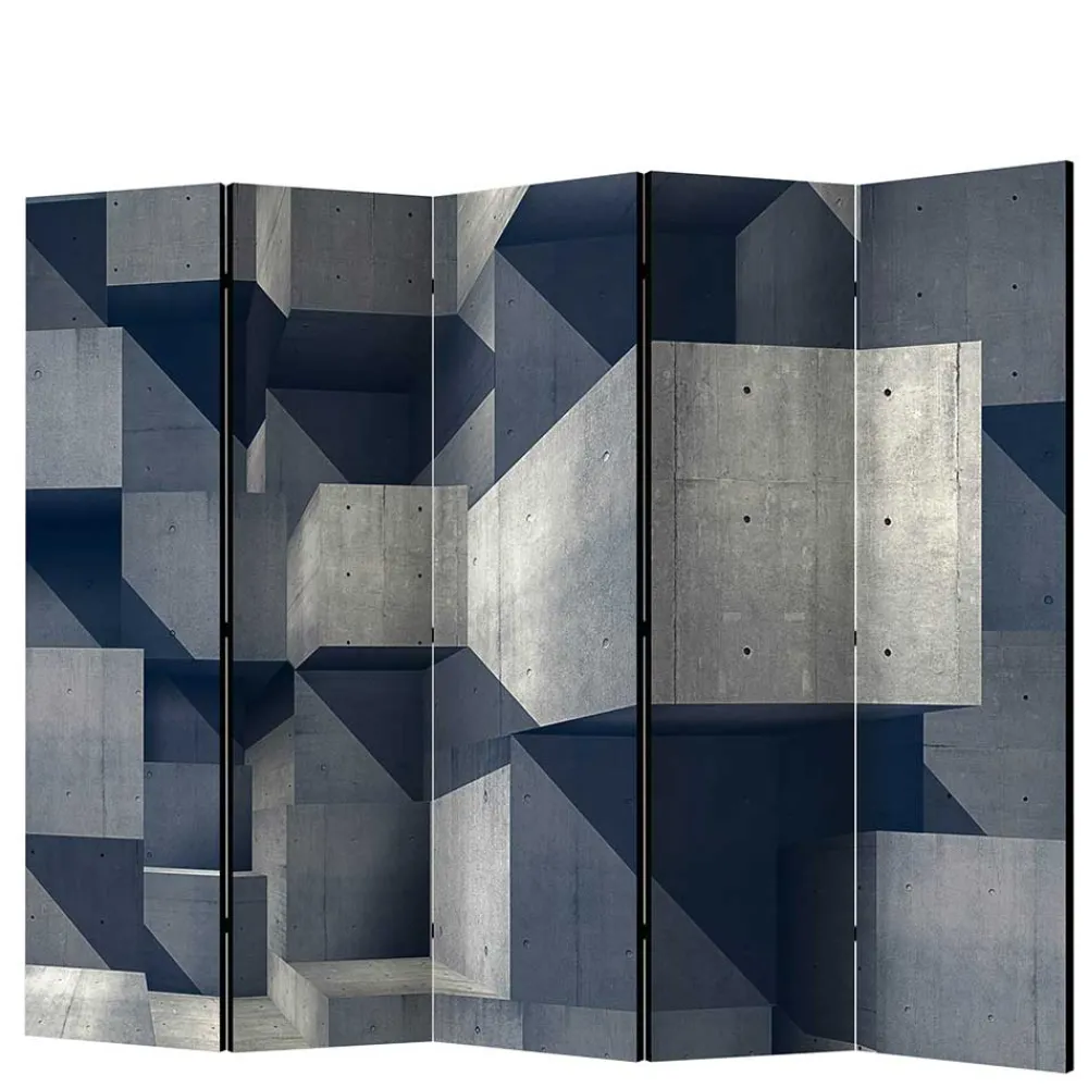 Wohnen Wohnzimmer-Regale|Paravents*Moderner Paravent mit Beton Quader Motiv - Cosmonata